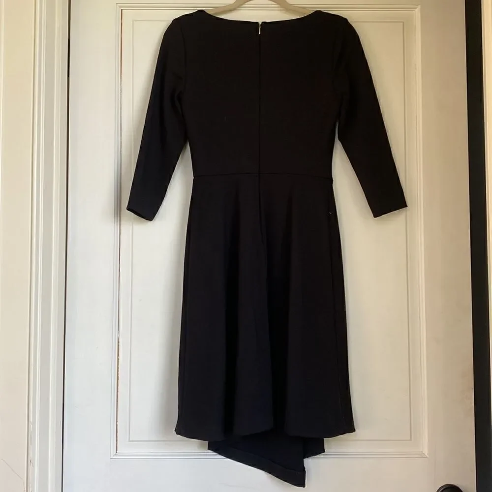 Black Crepe Asymmetrical Midi Dress By Donna Karan